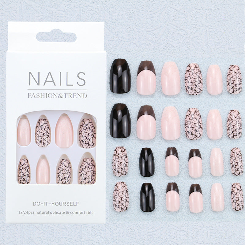 Artistic Graphic Press-On Nail Set Bowlift