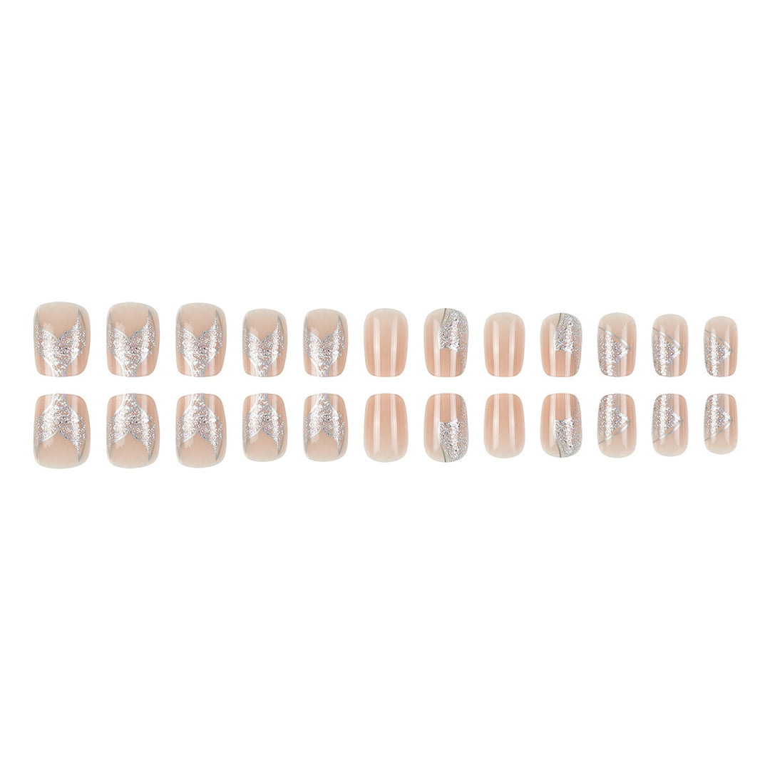 Glittery French Tip Press-On Nails Bowlift