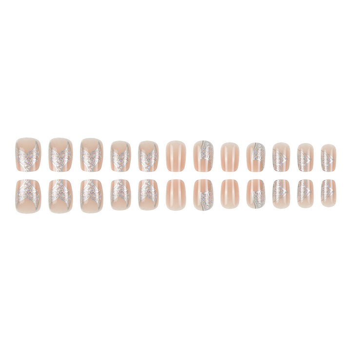 Glittery French Tip Press-On Nails Bowlift