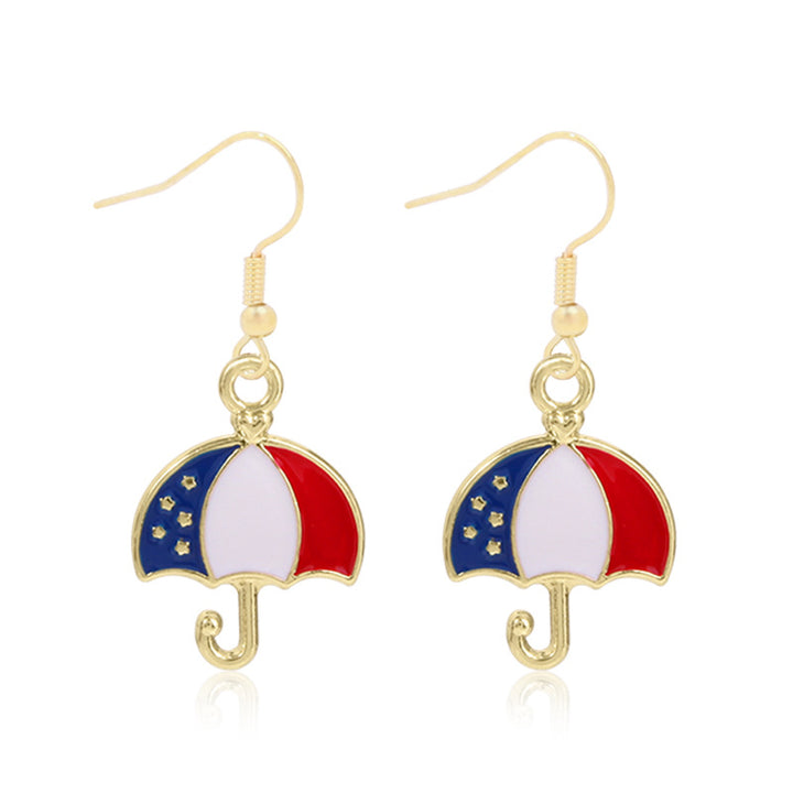 Women's star-shaped enamel earrings with USA flag motif and gold-plated fish Bowlift