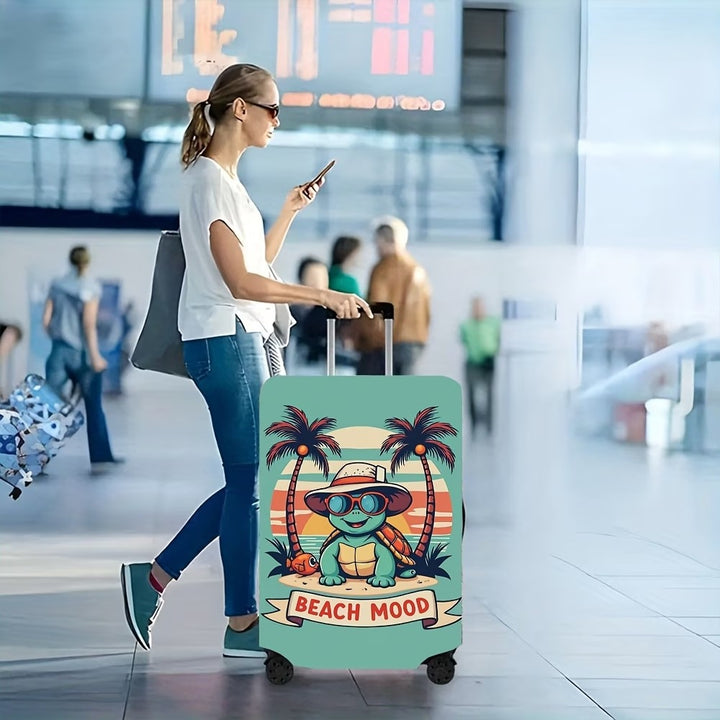 Unisex non-elastic suitcase cover with beach turtle motif, stretchy zipper protection for trolley Bowlift