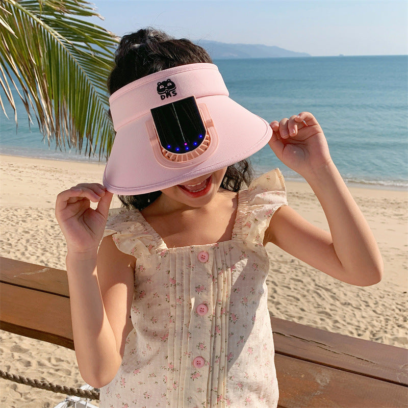 Child-Sunshade with Solar Fan and Integrated LED Lights Bowlift