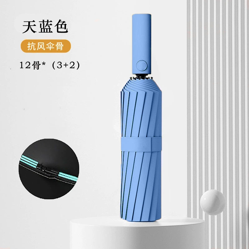 Women's Folding Umbrella with Innovative Wind Protection Mechanism Bowlift