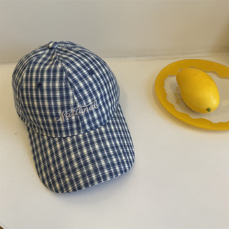 Men's Checkered Cotton Baseball Cap Bowlift