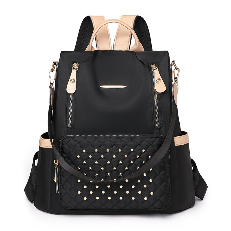 Fashionable Multi-Pocket Quilted Backpack
