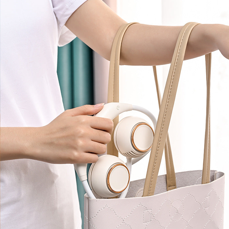 Cooling hands-free wearable neck fan with dual adjustable air outlets USB-C rechargeable Bowlift