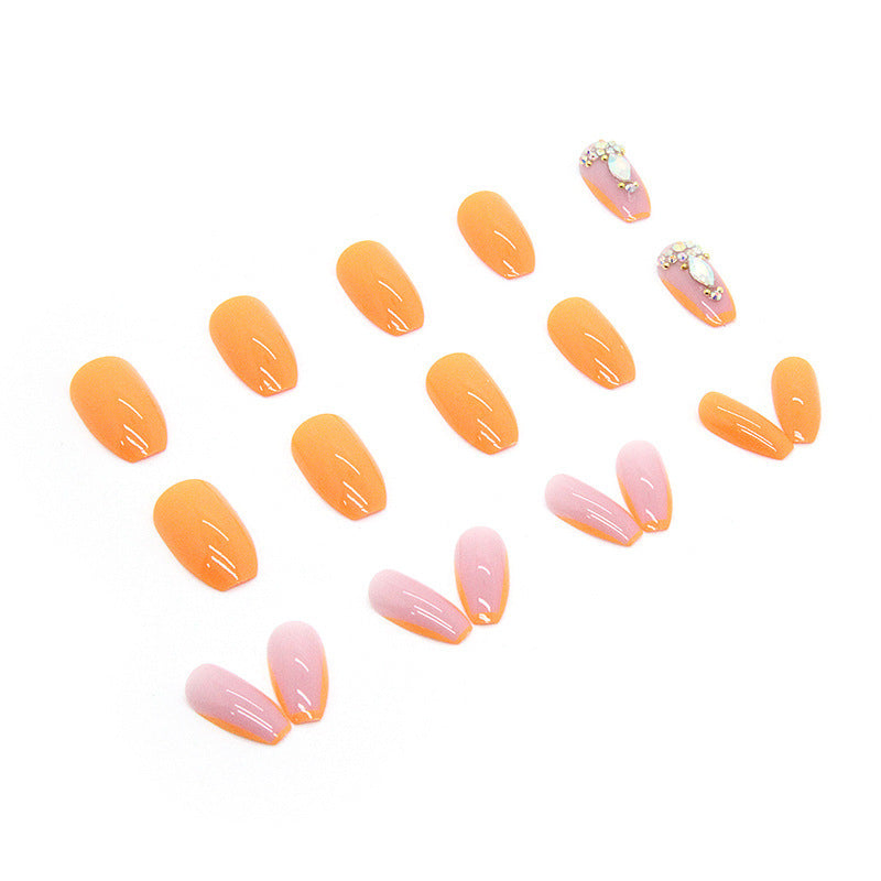 Acrylic nail set with trendy neon colors and rhinestone accents Bowlift
