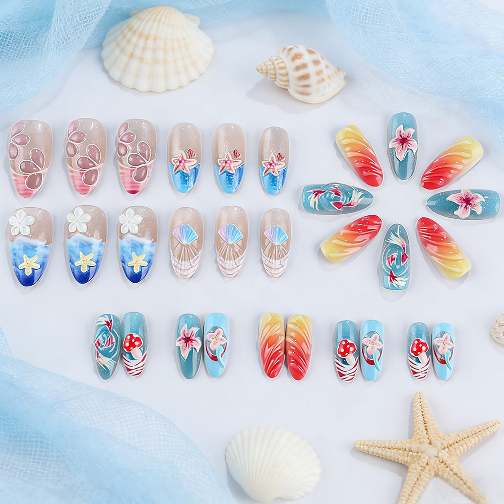 Artistic Marine-Themed Press-On Nails Bowlift