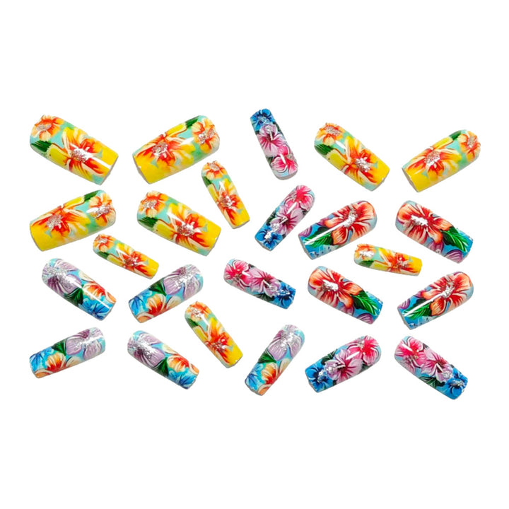 Art nails with colorful flower design Bowlift