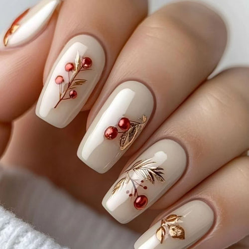 Elegant Holiday-Themed Press-On Nails Bowlift