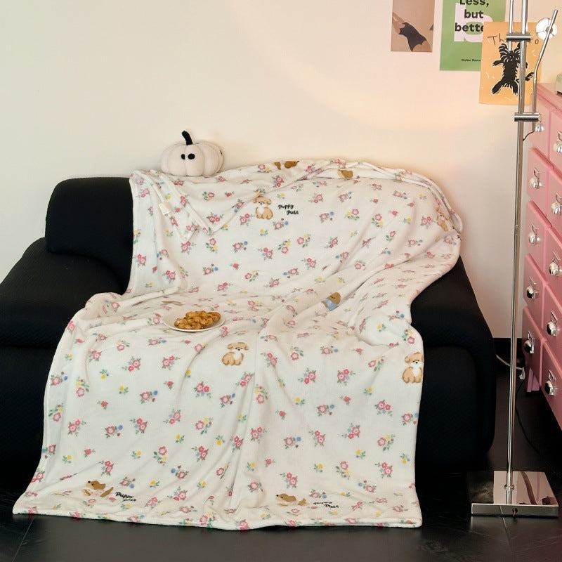 Cozy Plush Cartoon Dog-Themed Throw Blanket
