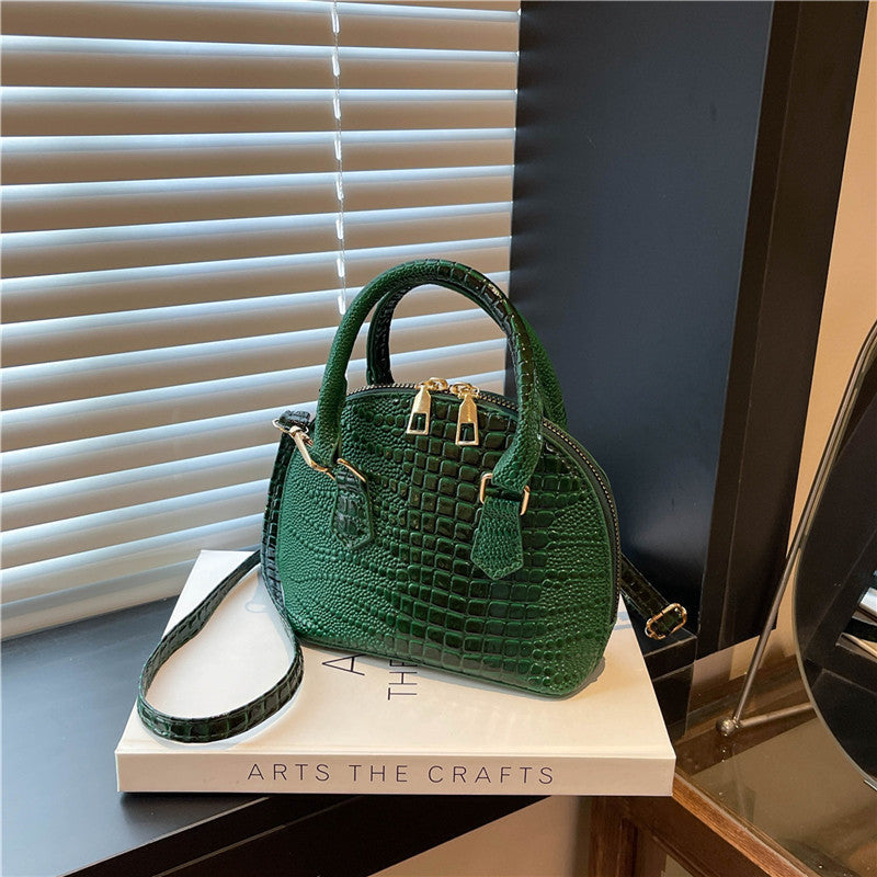 Crocodile-Embossed Mini Satchel Bag Bowlift