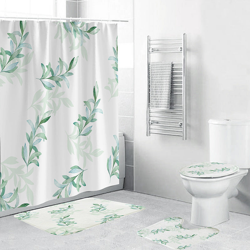 Tropical Leaf Print Bathroom Set Bowlift