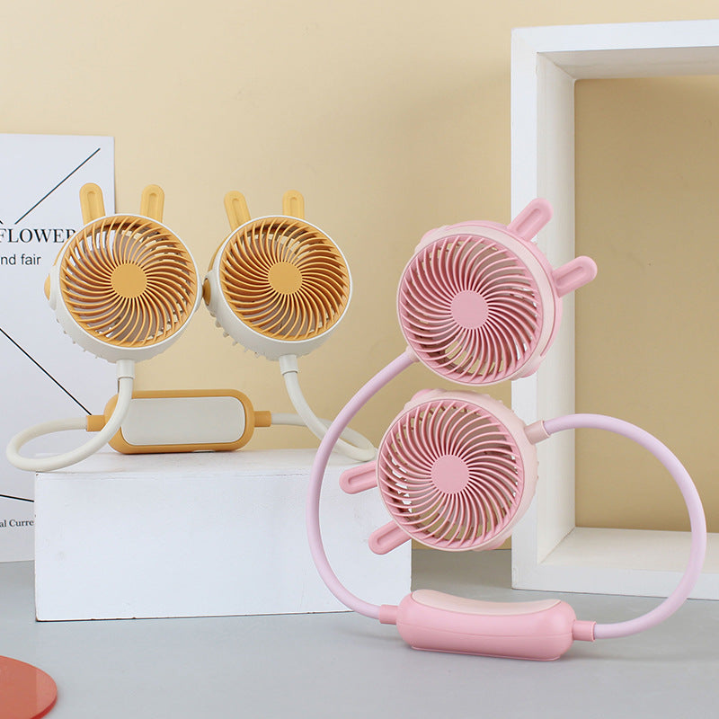 Women's Wearable Neck Fan with Dual Rotating Blades Bowlift