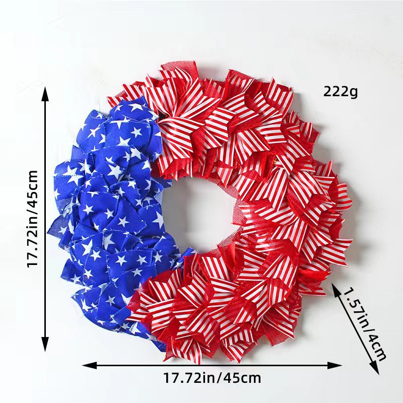 Unisex nan patriotic pom pom front door wreath with star embellishments Bowlift