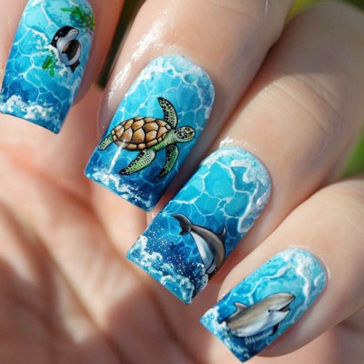 Ocean-Inspired Artistic Nail Art Extensions Bowlift
