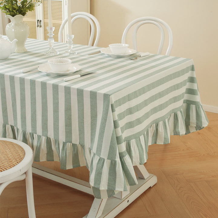 Ruffled Striped Tablecloth
