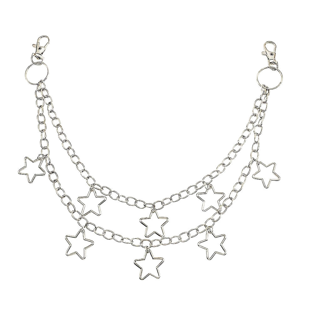 Fashionable chain belt with star pendants Bowlift