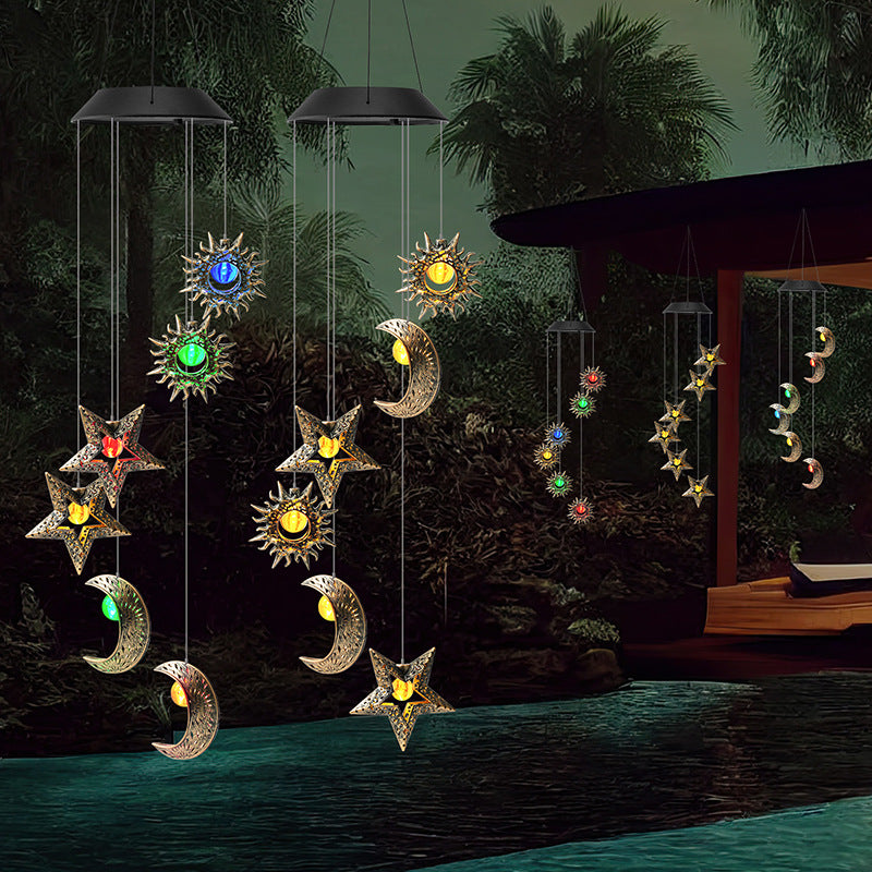 Decorative Hanging Star Wind Chime With Brass Stars And Tubular Aluminum Chimes Bowlift