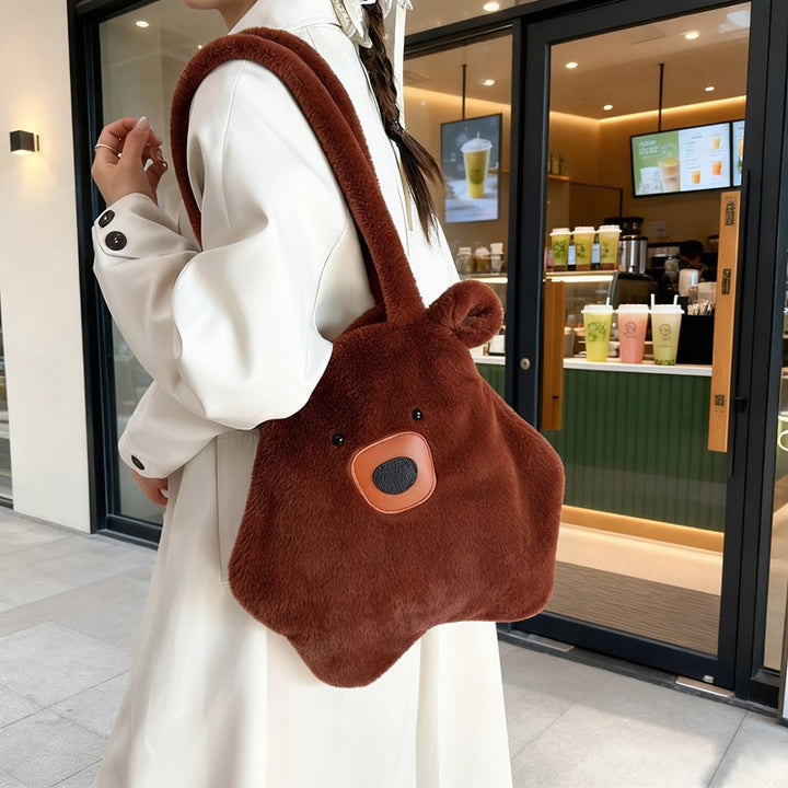 Plush Bear-Themed Tote Bag Bowlift
