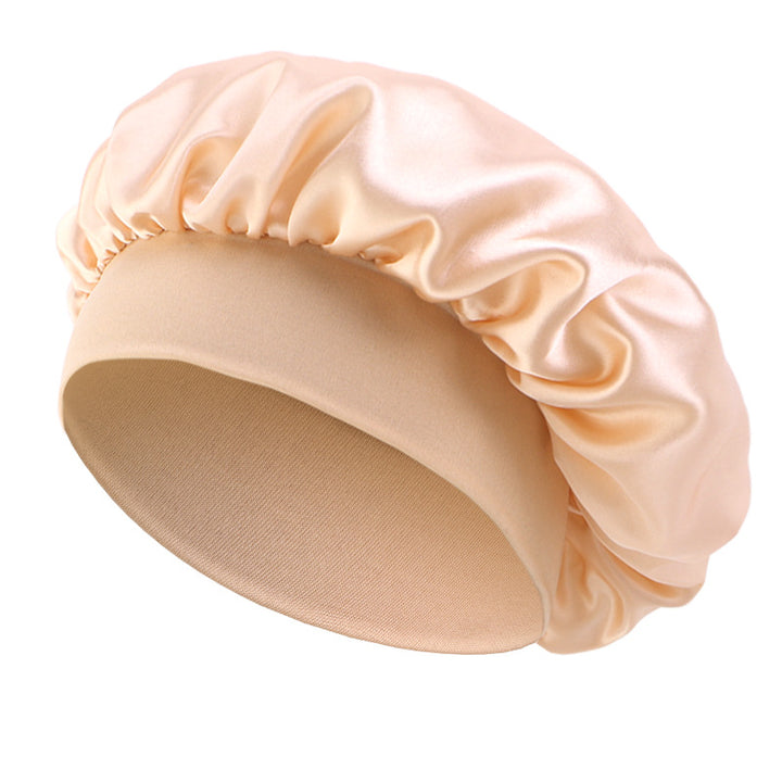 Satin sleep bonnet with wide protective elastic band Bowlift