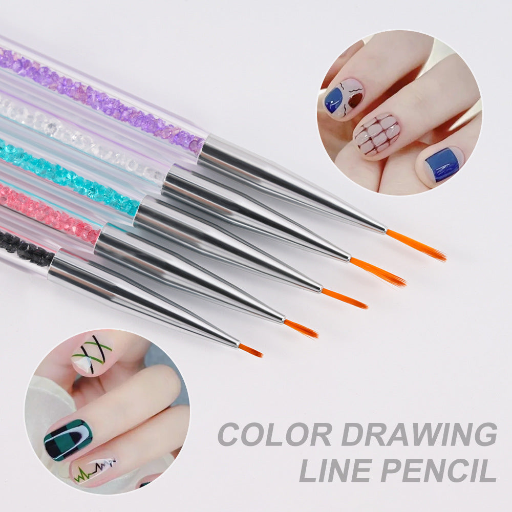 Crystal-Handled Nail Art Detailing Brush Set Bowlift