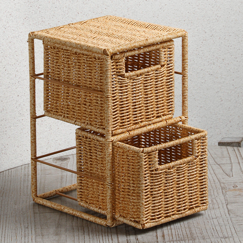 Unisex Stackable Storage Basket with Two Compartments Made of Natural Material Bowlift