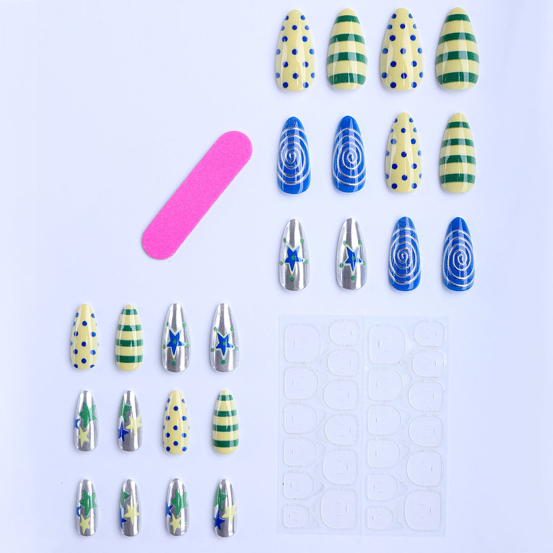 Artificial Nails in Creative Pattern Mix Bowlift
