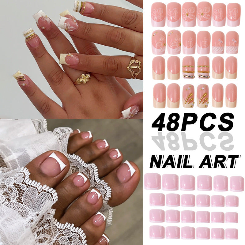 Premium French-Style Press-On Nail Set Bowlift
