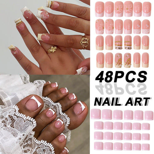 Premium French-Style Press-On Nail Set Bowlift