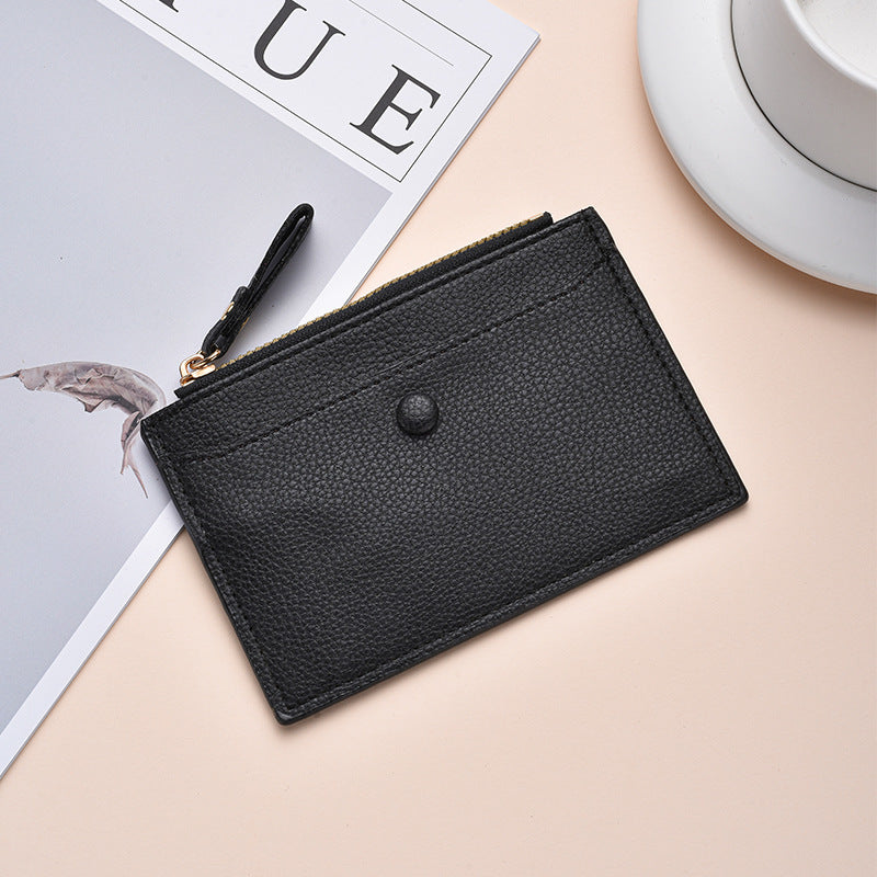 Textured Leather Zippered Card Holder Bowlift