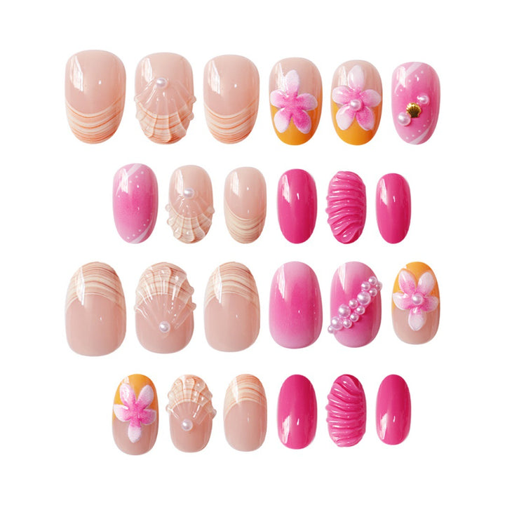 Artistic Shell-Inspired Press-On Nail Set Bowlift
