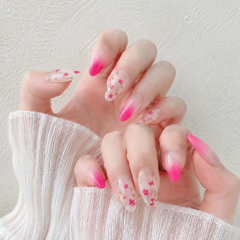 Artificial nails with delicate flower and ombre effect Bowlift