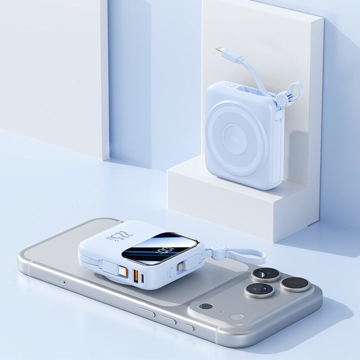 Portable power bank with innovative cable management system and fast charging function Bowlift