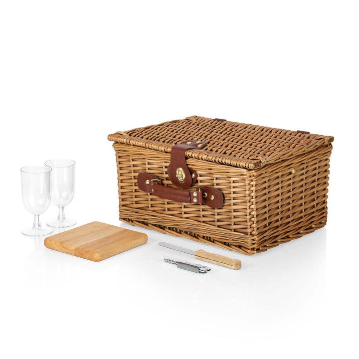 Women's picnic basket with integrated dish set and rustic design Bowlift