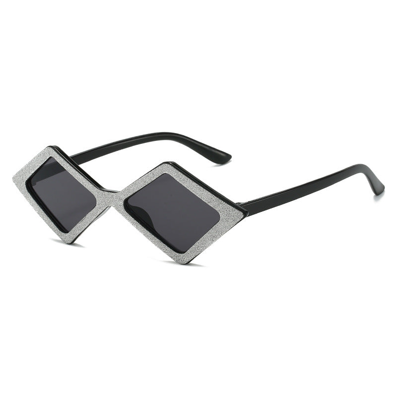 Ladies futuristic, geometric sunglasses with glittering frame Bowlift