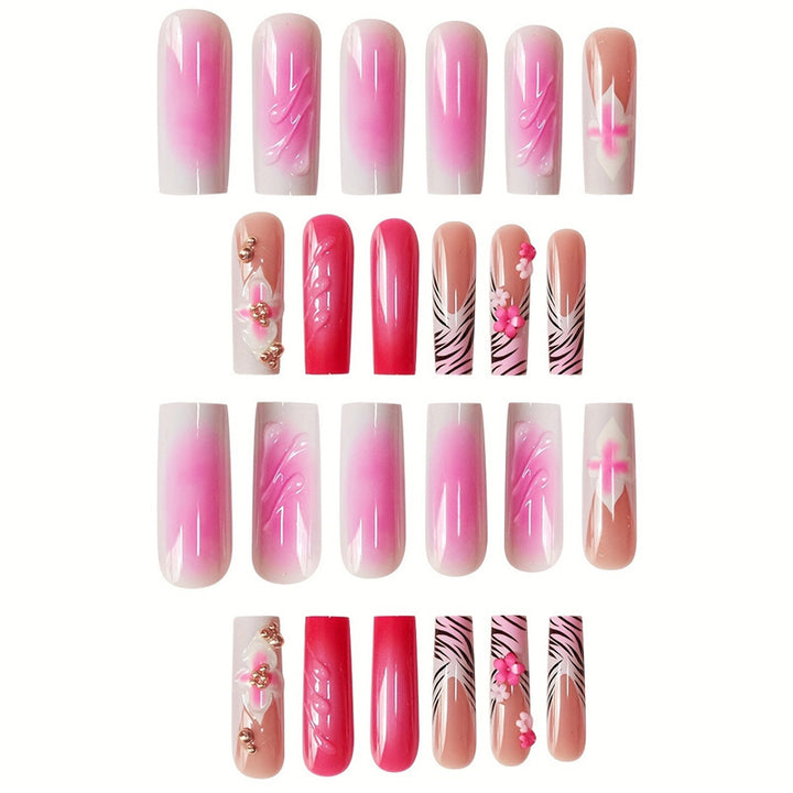 Decorative Floral Press-On Nail Extensions Bowlift