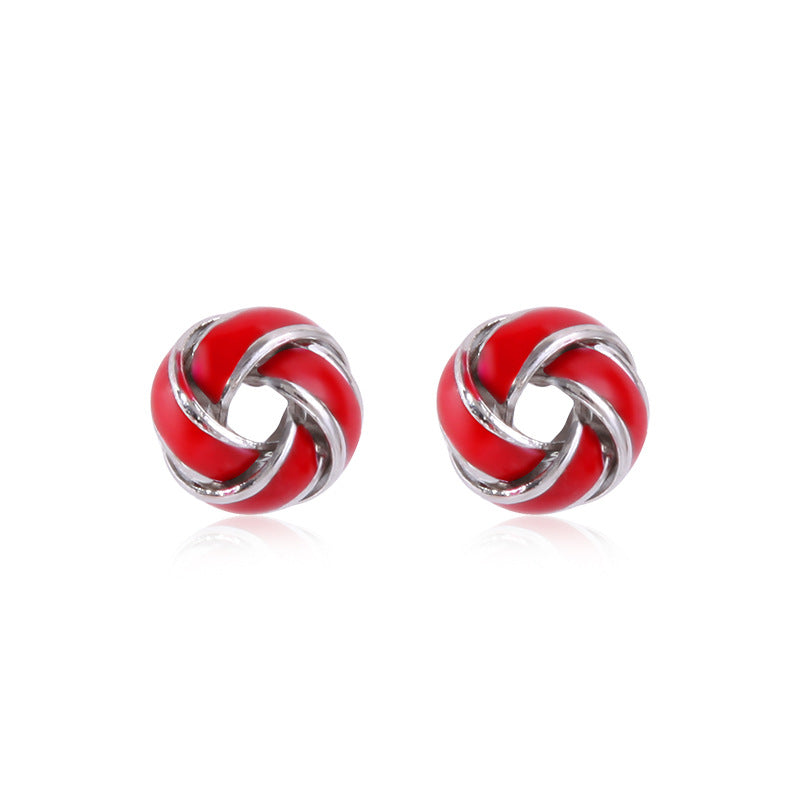 Women's star-shaped enamel earrings with USA flag motif and gold-plated fish Bowlift