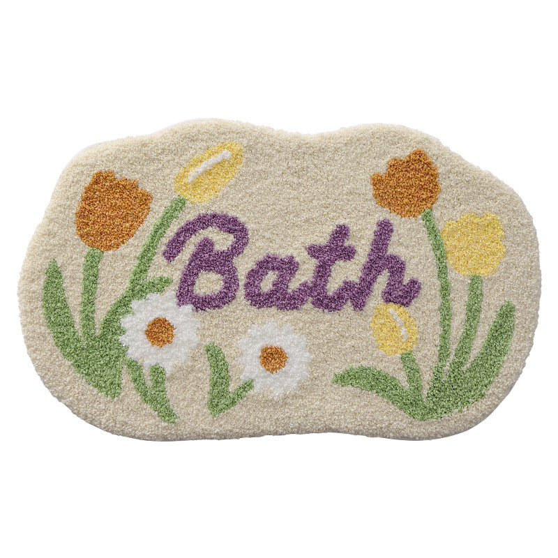 Textured Floral Bath Mat Bowlift