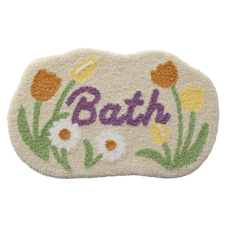 Textured Floral Bath Mat Bowlift