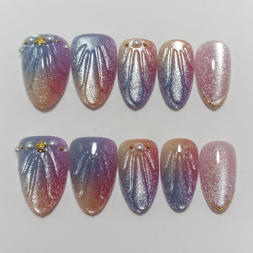 Artificial nails in elegant ombre design with glitter embellishments Bowlift