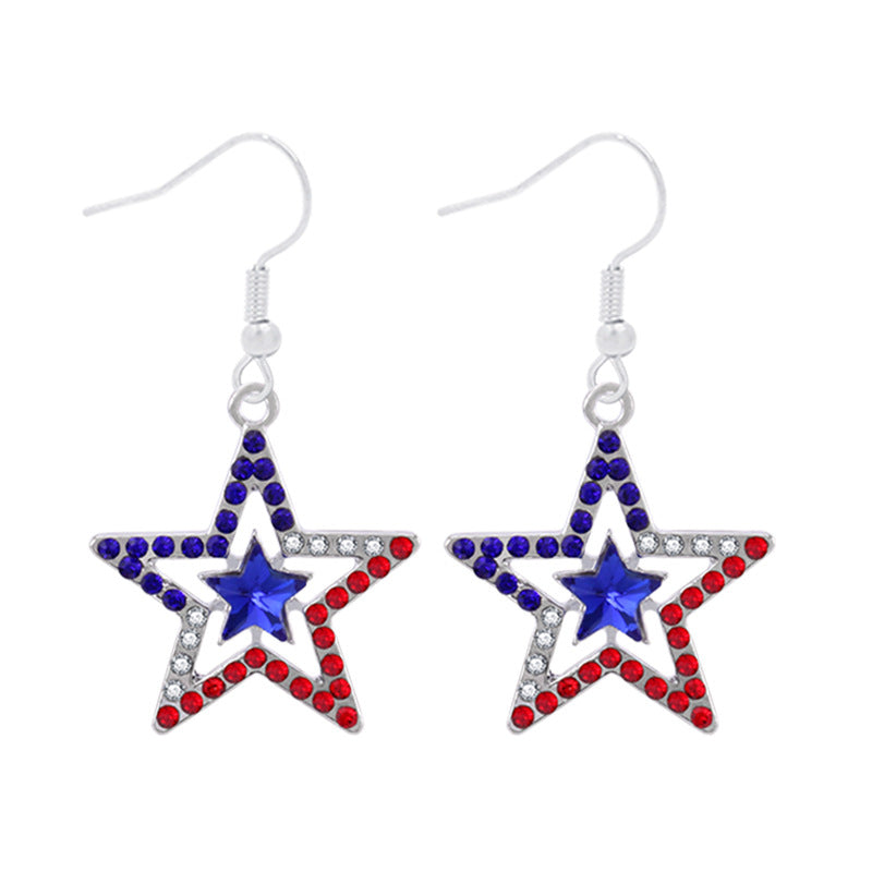 Women's lightweight star earrings with enamel flag design and fishhook Bowlift