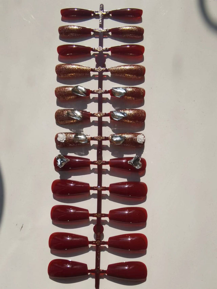 Decorative Press-On Nail Set with 3D Accents Bowlift