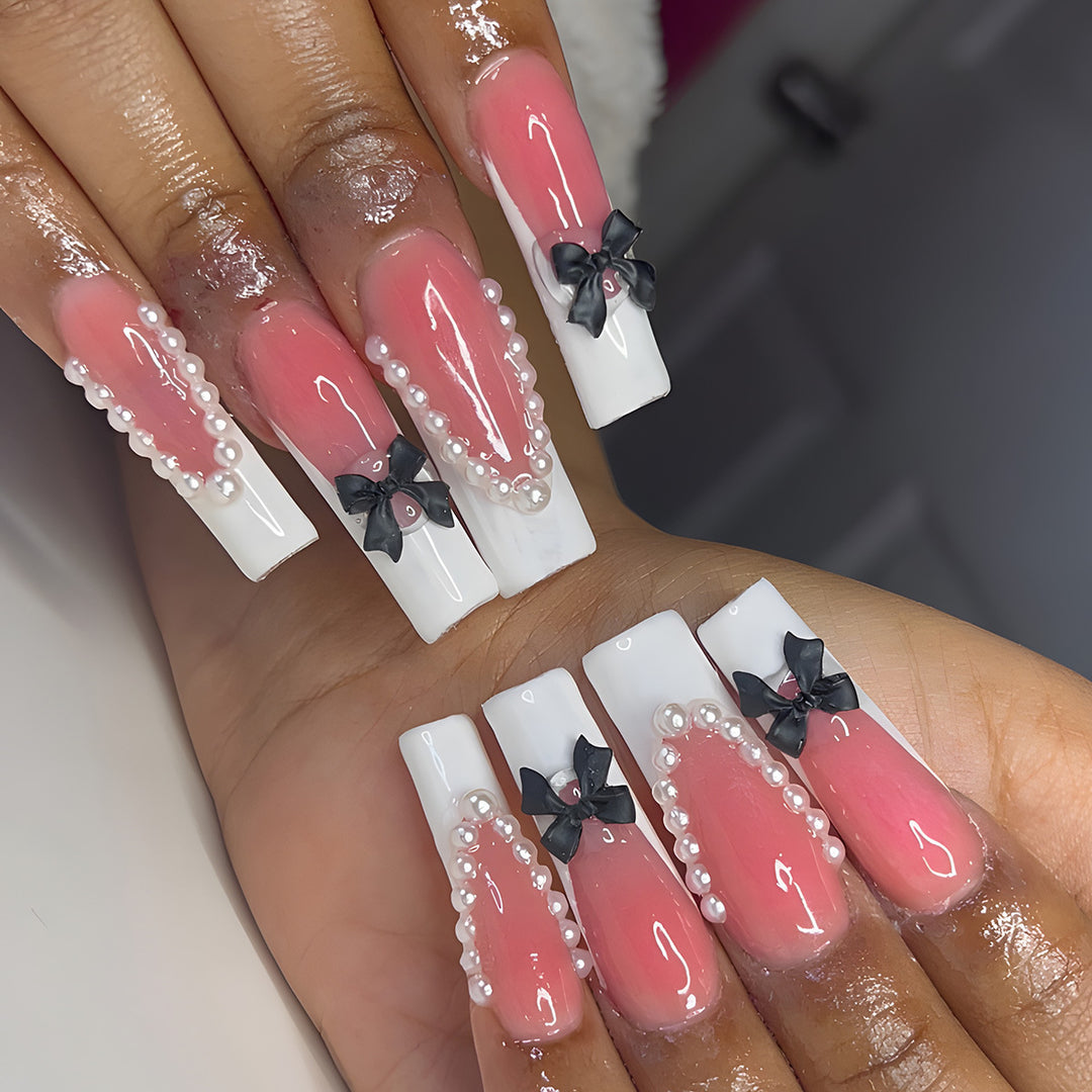 Decorative Long Press-On Nail Art Bowlift