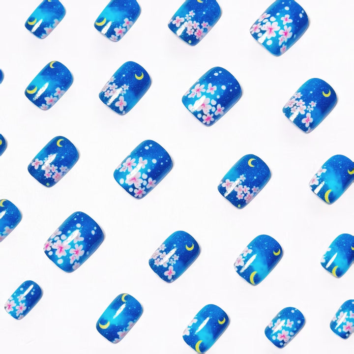 Artistic Night Sky Floral Nail Art Bowlift