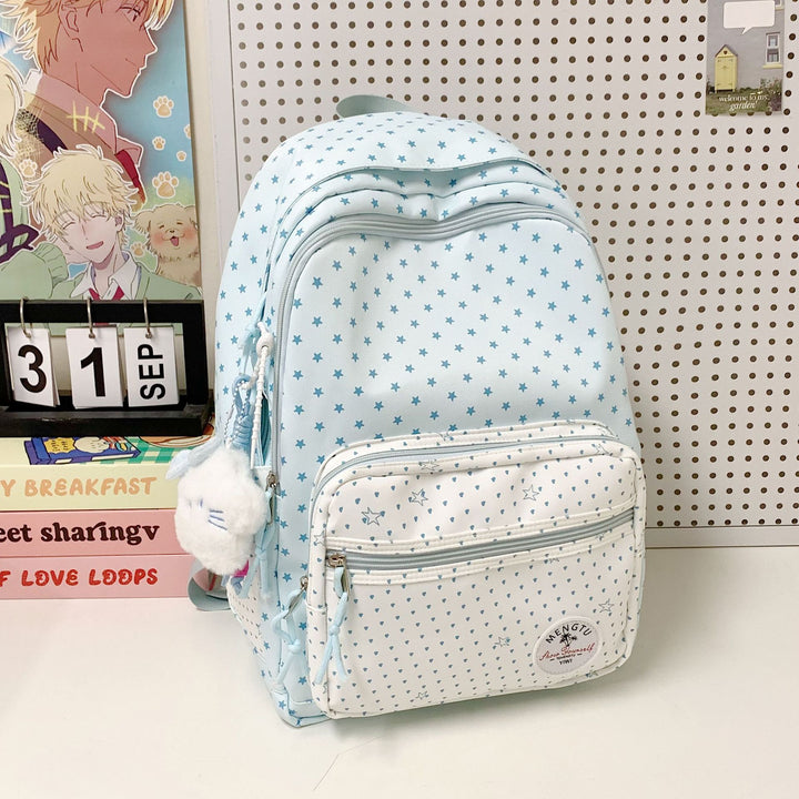 Star-Patterned Multi-Compartt Backpack Bowlift