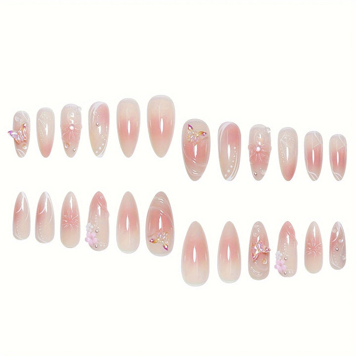 Artistic Infused Floral Press-On Nail Set Bowlift