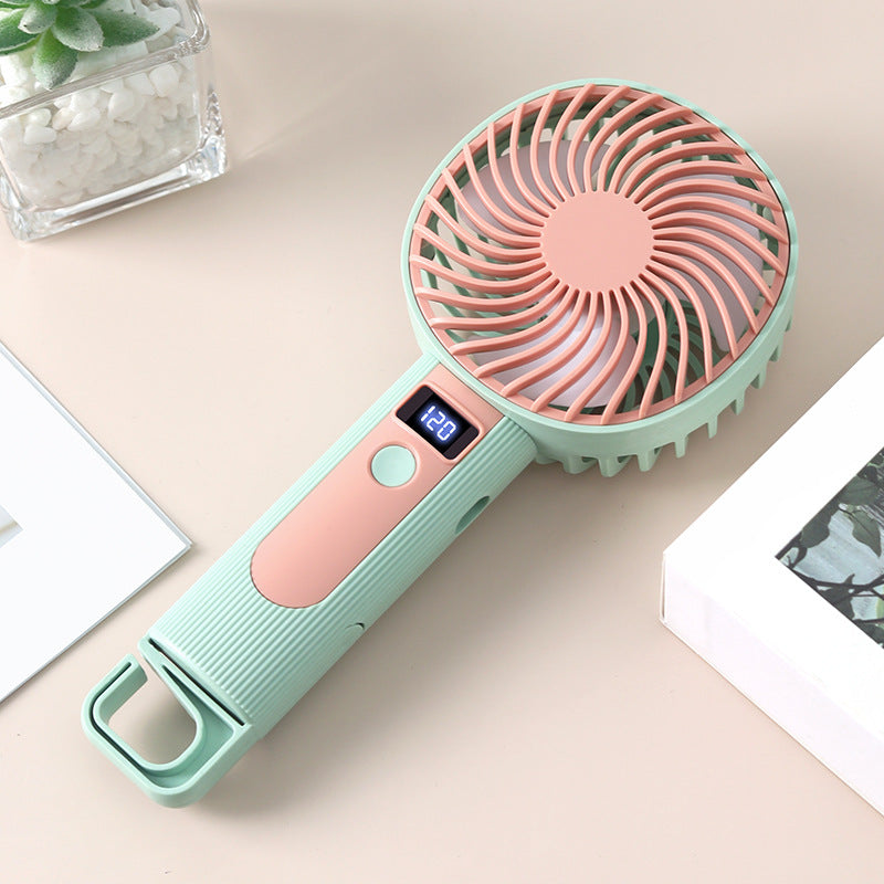 Ladies Portable Hand Fan with Digital Speed Display Bowlift
