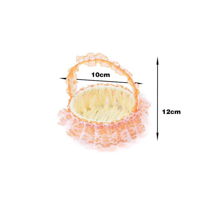 Decorative Lace Trim Woven Basket Bowlift