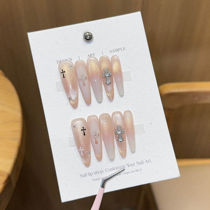 Artificial Nails in Elegant Cross Design Bowlift